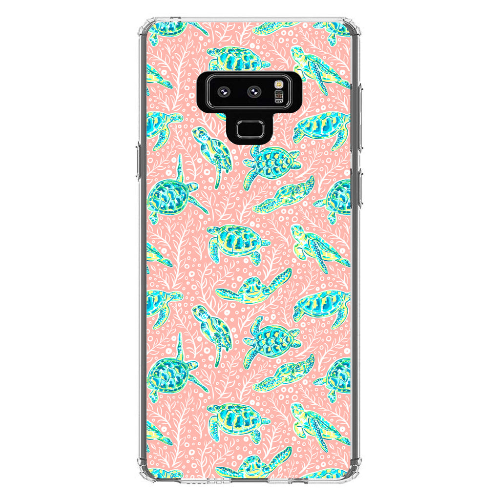 Preppy Pattern, Turtles on Pink Background Clear Shockproof iPhone Case, view 11