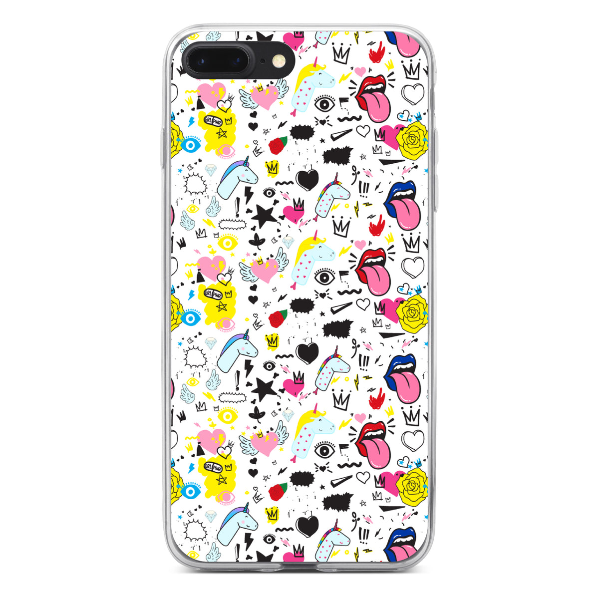 Girl Power, Unicorn Crowns Loud Mouth Clear Shockproof iPhone Case, view 6
