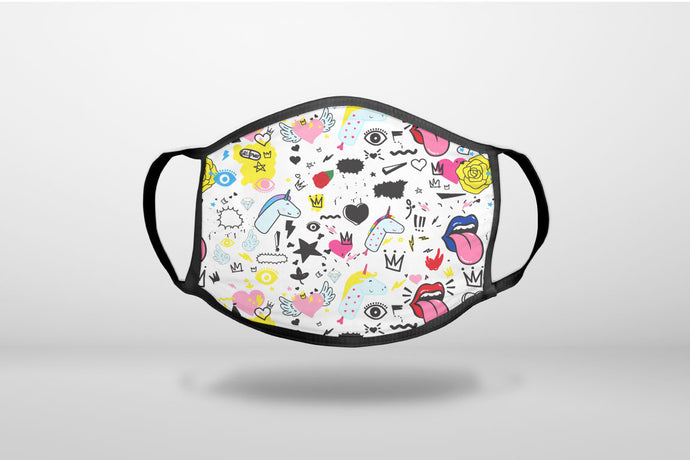 Girl Power - Unicorn Crowns Loud Mouth - 3-Ply Reusable Soft Face Mask Covering, Unisex, Cotton Inner Layer