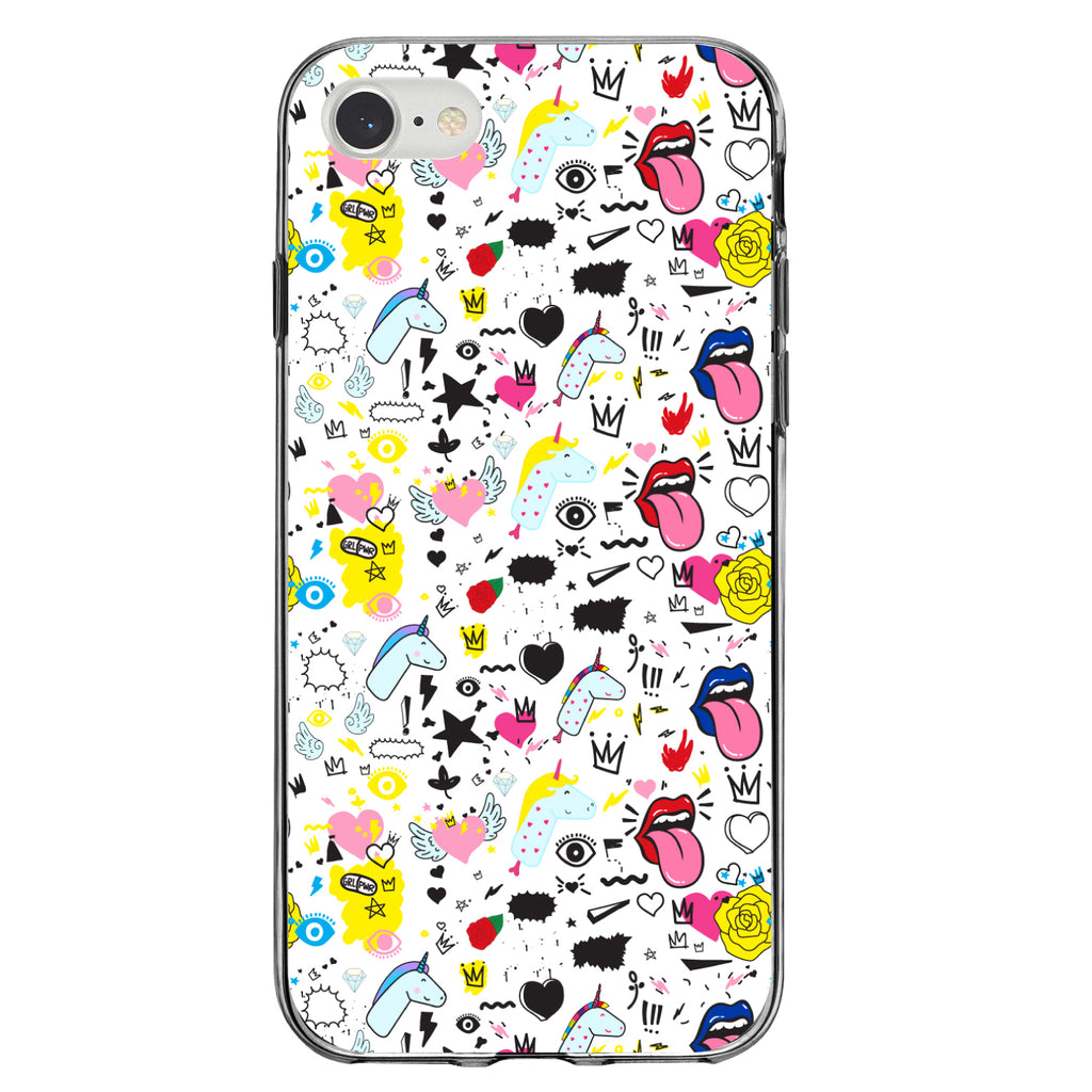 Girl Power, Unicorn Crowns Loud Mouth Clear Shockproof iPhone Case, view 5