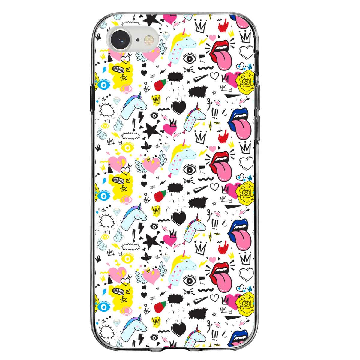 Girl Power, Unicorn Crowns Loud Mouth Clear Shockproof iPhone Case, view 5