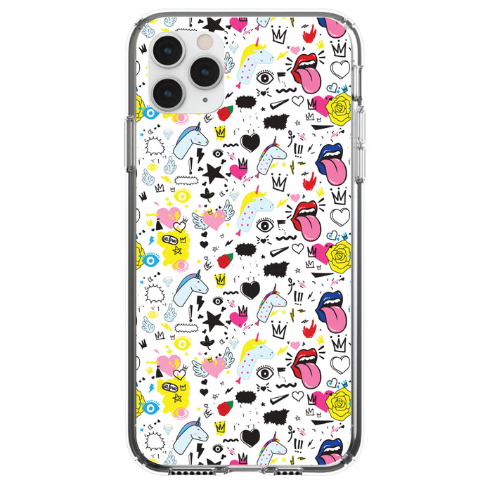 DistinctInk® Clear Shockproof Hybrid Case for Apple iPhone / Samsung Galaxy / Google Pixel - Girl Power - Unicorn Crowns Loud Mouth