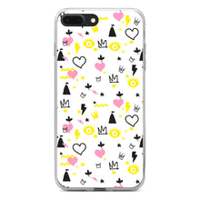 DistinctInk® Clear Shockproof Hybrid Case for Apple iPhone / Samsung Galaxy / Google Pixel - Girl Power - Crown Hearts Castle Pink Yellow