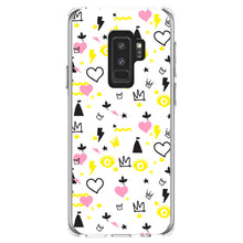 DistinctInk® Clear Shockproof Hybrid Case for Apple iPhone / Samsung Galaxy / Google Pixel - Girl Power - Crown Hearts Castle Pink Yellow
