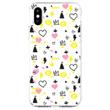 DistinctInk® Clear Shockproof Hybrid Case for Apple iPhone / Samsung Galaxy / Google Pixel - Girl Power - Crown Hearts Castle Pink Yellow