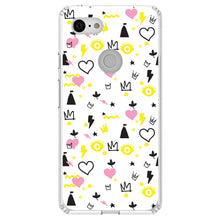 DistinctInk® Clear Shockproof Hybrid Case for Apple iPhone / Samsung Galaxy / Google Pixel - Girl Power - Crown Hearts Castle Pink Yellow