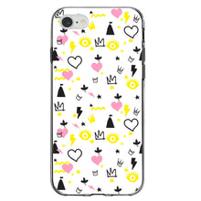 DistinctInk® Clear Shockproof Hybrid Case for Apple iPhone / Samsung Galaxy / Google Pixel - Girl Power - Crown Hearts Castle Pink Yellow