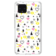 DistinctInk® Clear Shockproof Hybrid Case for Apple iPhone / Samsung Galaxy / Google Pixel - Girl Power - Crown Hearts Castle Pink Yellow