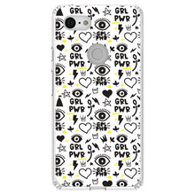 DistinctInk® Clear Shockproof Hybrid Case for Apple iPhone / Samsung Galaxy / Google Pixel - Girl Power - GRL PWR - Yellow Black