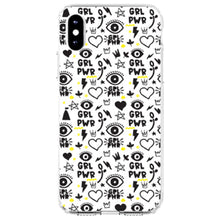 DistinctInk® Clear Shockproof Hybrid Case for Apple iPhone / Samsung Galaxy / Google Pixel - Girl Power - GRL PWR - Yellow Black
