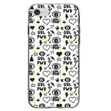 DistinctInk® Clear Shockproof Hybrid Case for Apple iPhone / Samsung Galaxy / Google Pixel - Girl Power - GRL PWR - Yellow Black