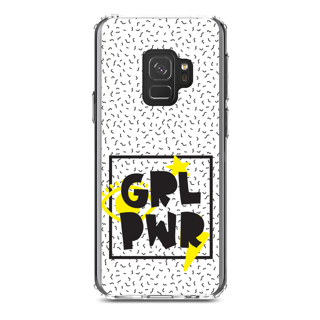 Girl Power, GRL PWR, Yellow & Black Box Clear Shockproof iPhone Case, view 19