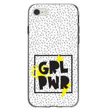 DistinctInk® Clear Shockproof Hybrid Case for Apple iPhone / Samsung Galaxy / Google Pixel - Girl Power - GRL PWR - Yellow & Black Box
