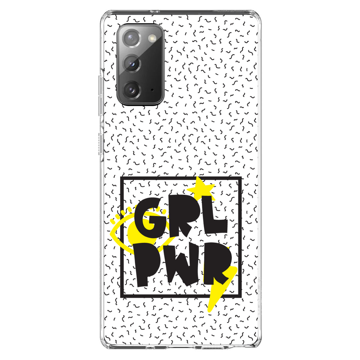 Girl Power, GRL PWR, Yellow & Black Box Clear Shockproof iPhone Case, view 8