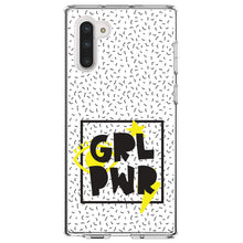 DistinctInk® Clear Shockproof Hybrid Case for Apple iPhone / Samsung Galaxy / Google Pixel - Girl Power - GRL PWR - Yellow & Black Box