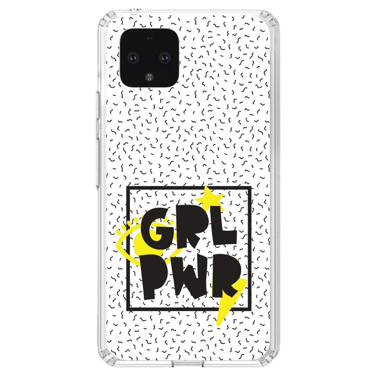 Girl Power, GRL PWR, Yellow & Black Box Clear Shockproof iPhone Case, view 23