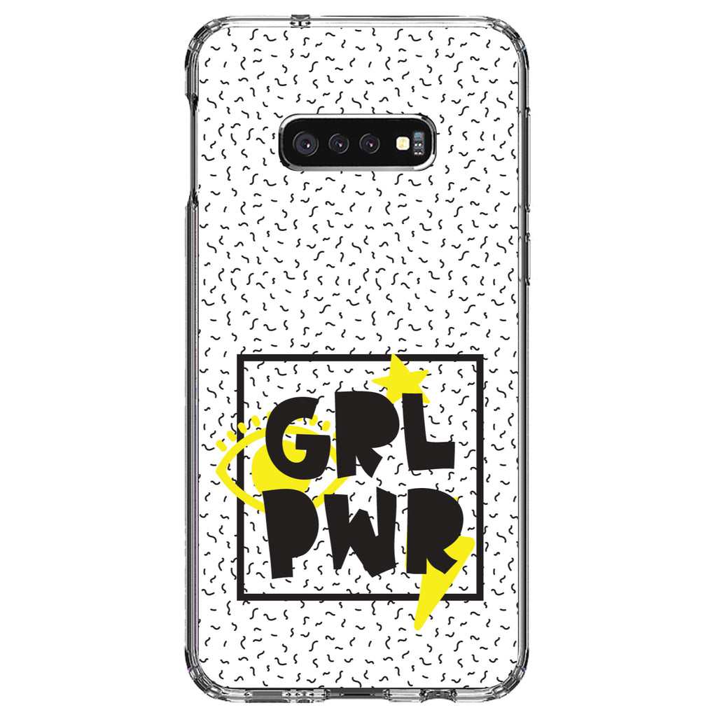 Girl Power, GRL PWR, Yellow & Black Box Clear Shockproof iPhone Case, view 18
