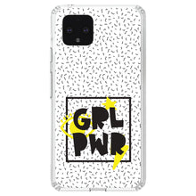 DistinctInk® Clear Shockproof Hybrid Case for Apple iPhone / Samsung Galaxy / Google Pixel - Girl Power - GRL PWR - Yellow & Black Box