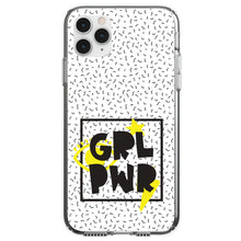 DistinctInk® Clear Shockproof Hybrid Case for Apple iPhone / Samsung Galaxy / Google Pixel - Girl Power - GRL PWR - Yellow & Black Box