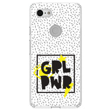 DistinctInk® Clear Shockproof Hybrid Case for Apple iPhone / Samsung Galaxy / Google Pixel - Girl Power - GRL PWR - Yellow & Black Box