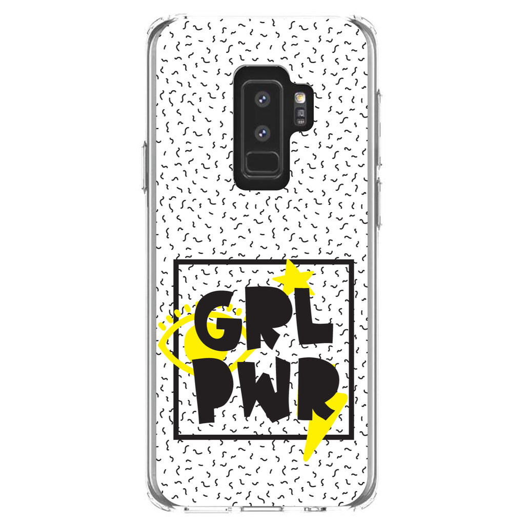 Girl Power, GRL PWR, Yellow & Black Box Clear Shockproof iPhone Case, view 20