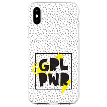 DistinctInk® Clear Shockproof Hybrid Case for Apple iPhone / Samsung Galaxy / Google Pixel - Girl Power - GRL PWR - Yellow & Black Box
