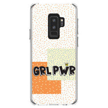 DistinctInk® Clear Shockproof Hybrid Case for Apple iPhone / Samsung Galaxy / Google Pixel - Girl Power - GRL PWR - Crown, Polka Dots
