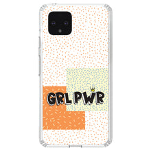 DistinctInk® Clear Shockproof Hybrid Case for Apple iPhone / Samsung Galaxy / Google Pixel - Girl Power - GRL PWR - Crown, Polka Dots