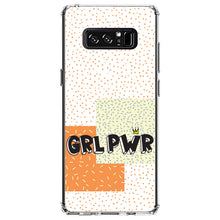 DistinctInk® Clear Shockproof Hybrid Case for Apple iPhone / Samsung Galaxy / Google Pixel - Girl Power - GRL PWR - Crown, Polka Dots