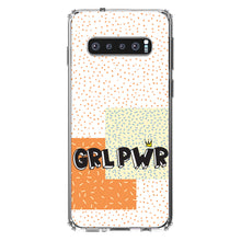 DistinctInk® Clear Shockproof Hybrid Case for Apple iPhone / Samsung Galaxy / Google Pixel - Girl Power - GRL PWR - Crown, Polka Dots