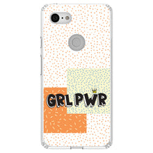 DistinctInk® Clear Shockproof Hybrid Case for Apple iPhone / Samsung Galaxy / Google Pixel - Girl Power - GRL PWR - Crown, Polka Dots