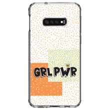 DistinctInk® Clear Shockproof Hybrid Case for Apple iPhone / Samsung Galaxy / Google Pixel - Girl Power - GRL PWR - Crown, Polka Dots