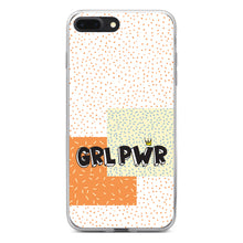 DistinctInk® Clear Shockproof Hybrid Case for Apple iPhone / Samsung Galaxy / Google Pixel - Girl Power - GRL PWR - Crown, Polka Dots