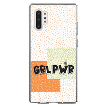 DistinctInk® Clear Shockproof Hybrid Case for Apple iPhone / Samsung Galaxy / Google Pixel - Girl Power - GRL PWR - Crown, Polka Dots