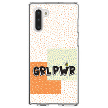 DistinctInk® Clear Shockproof Hybrid Case for Apple iPhone / Samsung Galaxy / Google Pixel - Girl Power - GRL PWR - Crown, Polka Dots