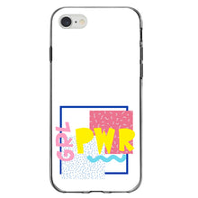 DistinctInk® Clear Shockproof Hybrid Case for Apple iPhone / Samsung Galaxy / Google Pixel - Girl Power - GRL PWR - Retro 80's Look