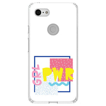 DistinctInk® Clear Shockproof Hybrid Case for Apple iPhone / Samsung Galaxy / Google Pixel - Girl Power - GRL PWR - Retro 80's Look