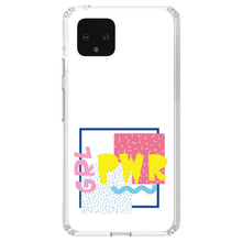 DistinctInk® Clear Shockproof Hybrid Case for Apple iPhone / Samsung Galaxy / Google Pixel - Girl Power - GRL PWR - Retro 80's Look