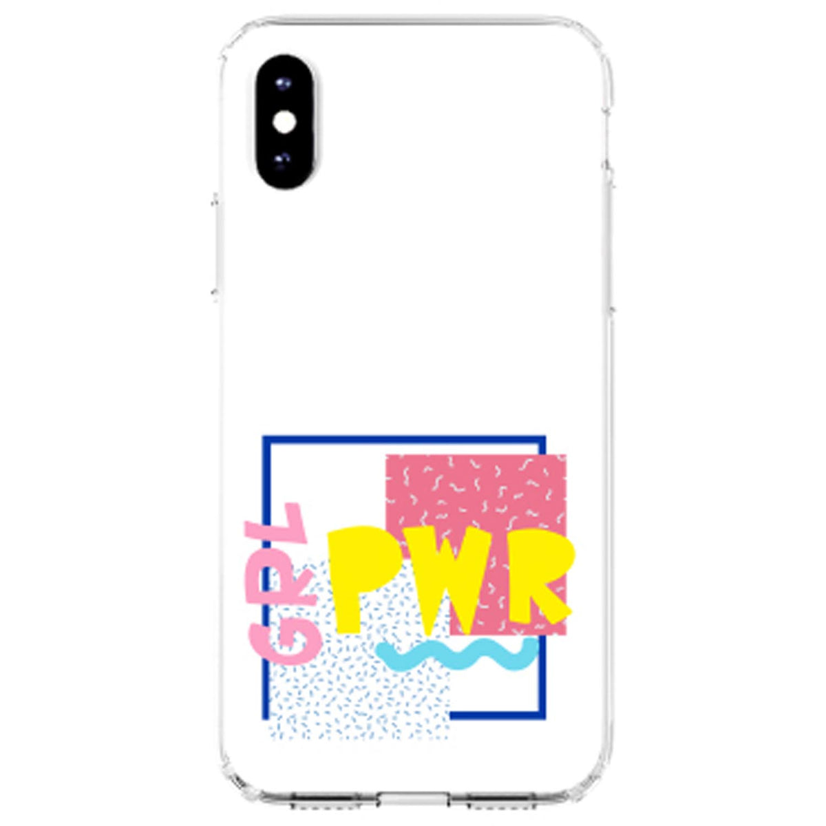 Girl Power, GRL PWR, Retro 80's Look Clear Shockproof iPhone Case, view 4
