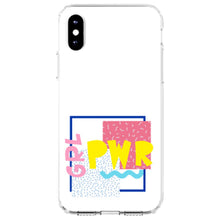 DistinctInk® Clear Shockproof Hybrid Case for Apple iPhone / Samsung Galaxy / Google Pixel - Girl Power - GRL PWR - Retro 80's Look