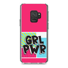 DistinctInk® Clear Shockproof Hybrid Case for Apple iPhone / Samsung Galaxy / Google Pixel - Girl Power - GRL PWR - Pink Background