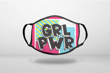 Girl Power - GRL PWR - Pink Background - 3-Ply Reusable Soft Face Mask Covering, Unisex, Cotton Inner Layer