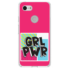 DistinctInk® Clear Shockproof Hybrid Case for Apple iPhone / Samsung Galaxy / Google Pixel - Girl Power - GRL PWR - Pink Background