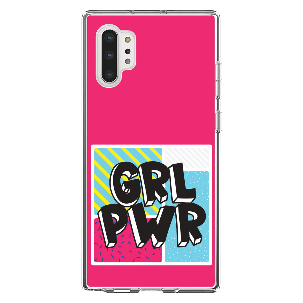 Girl Power, GRL PWR, Pink Background Clear Shockproof iPhone Case, view 10