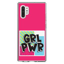 DistinctInk® Clear Shockproof Hybrid Case for Apple iPhone / Samsung Galaxy / Google Pixel - Girl Power - GRL PWR - Pink Background