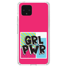 DistinctInk® Clear Shockproof Hybrid Case for Apple iPhone / Samsung Galaxy / Google Pixel - Girl Power - GRL PWR - Pink Background