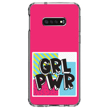 DistinctInk® Clear Shockproof Hybrid Case for Apple iPhone / Samsung Galaxy / Google Pixel - Girl Power - GRL PWR - Pink Background