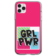 DistinctInk® Clear Shockproof Hybrid Case for Apple iPhone / Samsung Galaxy / Google Pixel - Girl Power - GRL PWR - Pink Background