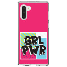 DistinctInk® Clear Shockproof Hybrid Case for Apple iPhone / Samsung Galaxy / Google Pixel - Girl Power - GRL PWR - Pink Background