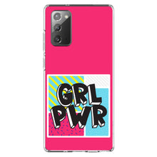 DistinctInk® Clear Shockproof Hybrid Case for Apple iPhone / Samsung Galaxy / Google Pixel - Girl Power - GRL PWR - Pink Background